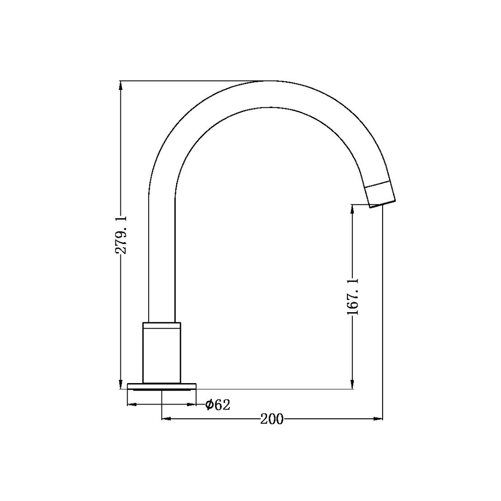 Kara Hob Round Spout Only G1/2 Female inlet - Hera BathwareChrome