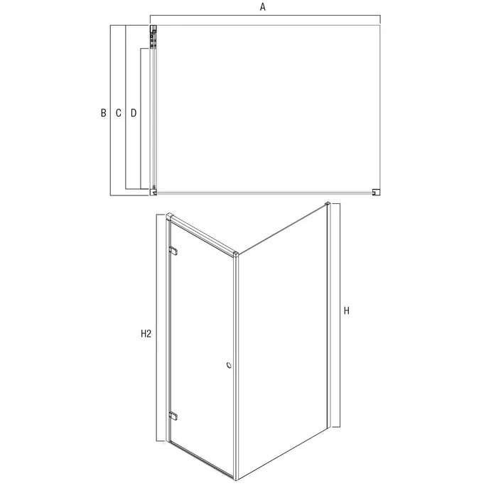Kubix Door only | Oceano - Hera Bathware X Oceano KUD90MB | 900mm (823 - 843)Black