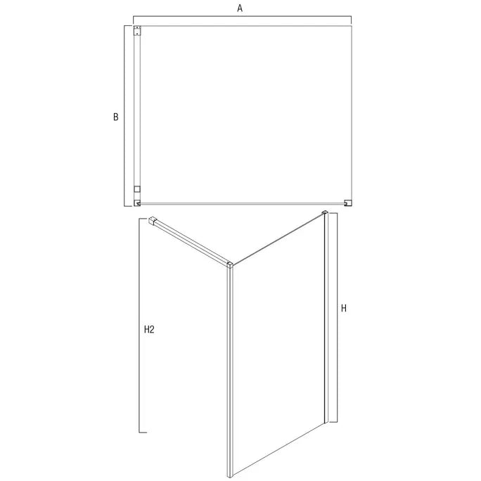 Kubix Shower Walk - in Panel | Oceano - Hera Bathware X Oceano | 900mm (823 - 843)Chrome