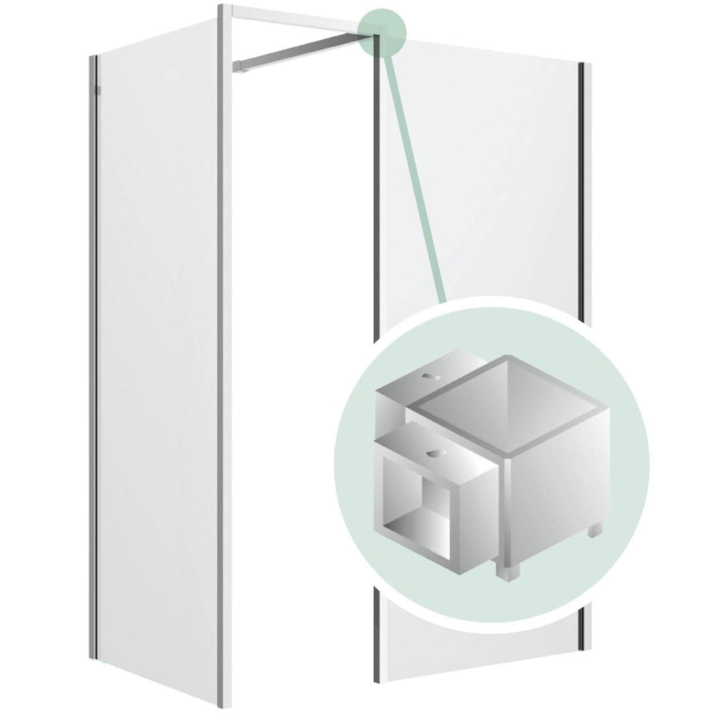 Kubix Shower Walk - in Panel with Kubix Joiner | Oceano - Hera Bathware X Oceano KUSP90C+KUEXTC | 900mm (823 - 843)Chrome Joiner