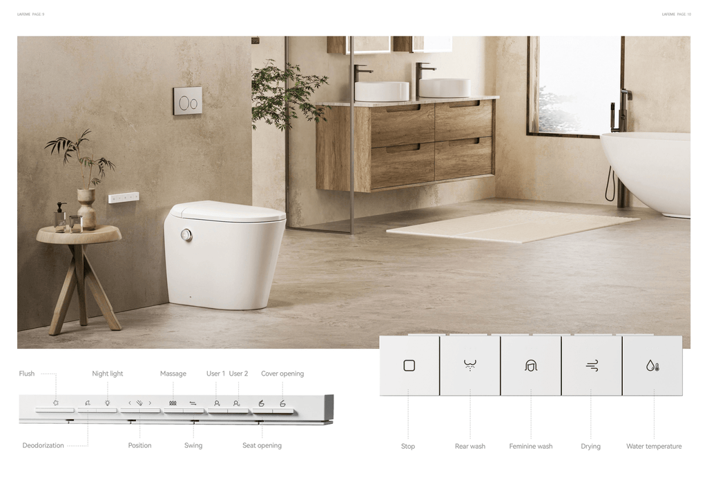 Lafeme AutoLux Inwall Cistern Floor Pan Rimless Smart Toilet ST23 - Hera BathwareMatte Black