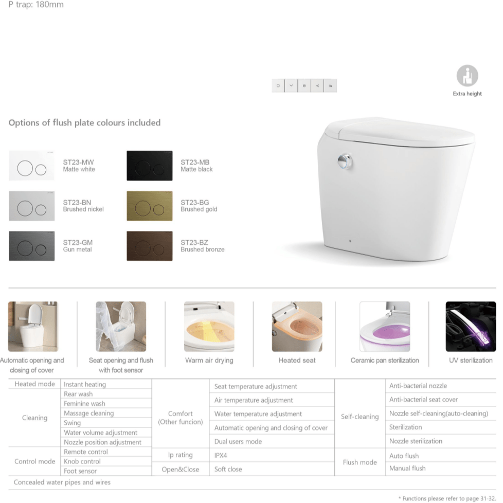 Lafeme AutoLux Inwall Cistern Floor Pan Rimless Smart Toilet ST23 - Hera Bathware X LAFEME ST23 - MB | Matte Black