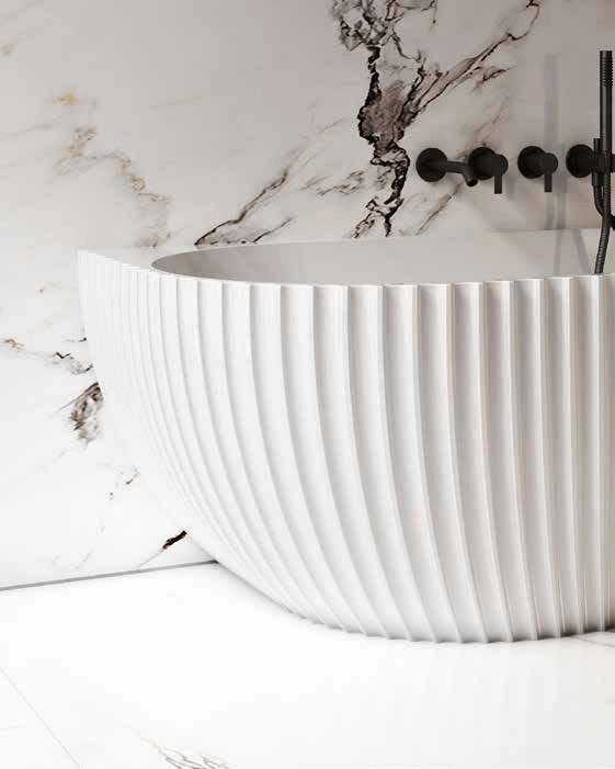 Lamont Back to Wall Fluted Bathtub 1500/1700mm - Hera Bathware1500mm