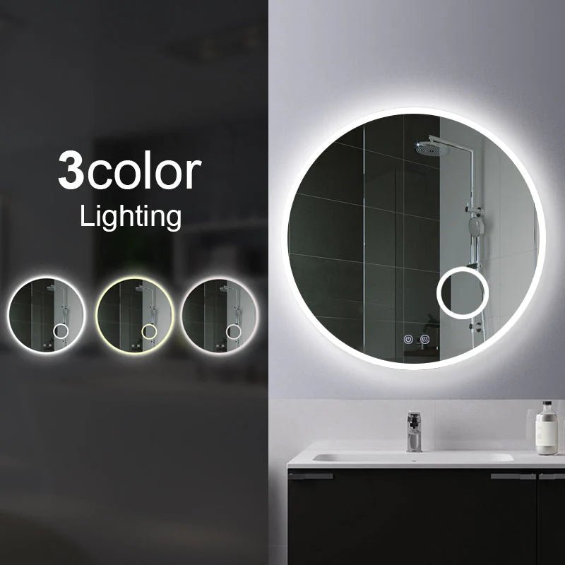 LED Round MIrror 600/750/900mm Lighting on the rim - Hera Bathware900mm with Magnifier