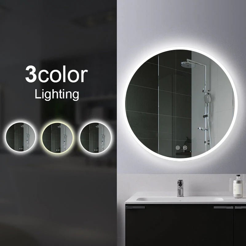 LED Round MIrror 600/750/900mm Lighting on the rim - Hera Bathware900mm with Magnifier