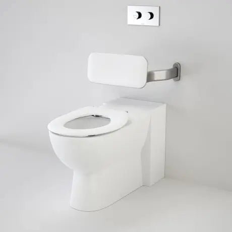 LEDA Care Invisi Serise II® Wall faced toilet suite with Backrest, Carevelle Single Flap Seat (GERMGARD®) - Hera BathwareGloss WhiteSingle Flap Seat - White