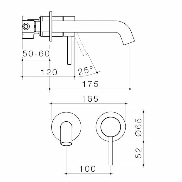 LIANO II 175mm Wall Basin/Bath Mixer without Plate - Hera BathwareChrome
