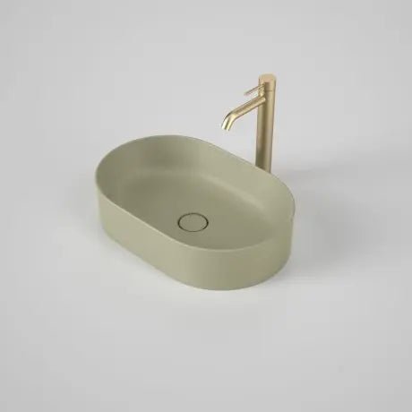 LIANO II 530mm PILL Above Counter Basin | CAROMA - Hera BathwareMatte Green
