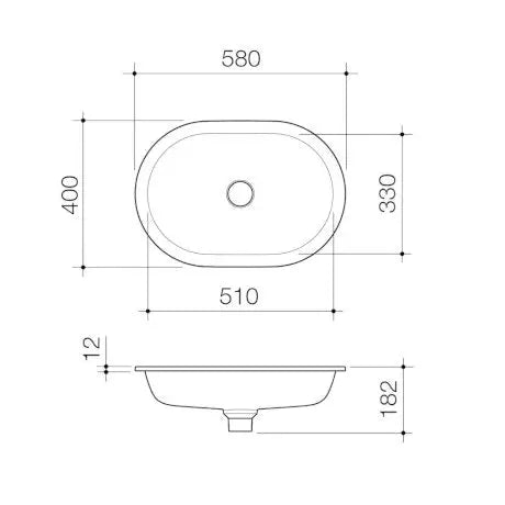LIANO II 580mm PILL Under/Over Counter Basin | CAROMA - Hera BathwareMatte Black