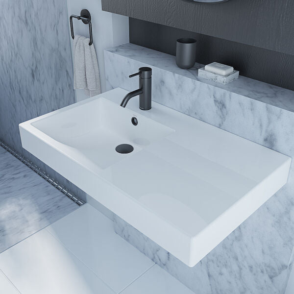 LIANO NEXUS Wall Basin 750mm Right Hand Shelf | CAROMA - Hera BathwareLiano Nexus 750 Wall Basin RHS - One Tap Hole