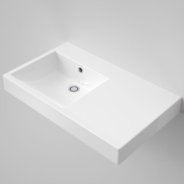 LIANO NEXUS Wall Basin 750mm Right Hand Shelf | CAROMA - Hera BathwareLiano Nexus 750 Wall Basin RHS - One Tap Hole