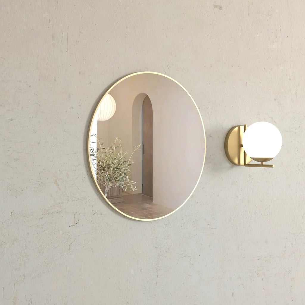 LONDON Metal Framed Mirror 700mm Black/Brushed Gold/White | OTTI - Hera BathwareBrushed Gold