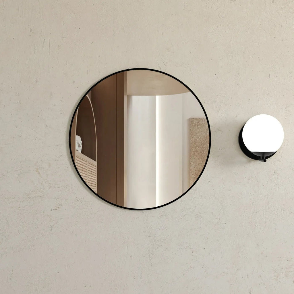 LONDON Metal Framed Mirror 700mm Black/Brushed Gold/White | OTTI - Hera BathwareMatte Black