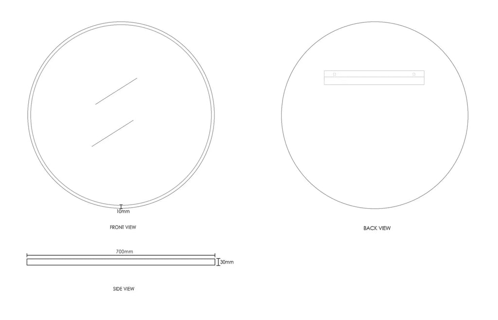 LONDON Metal Framed Mirror 700mm Black/Brushed Gold/White | OTTI - Hera BathwareMatte Black