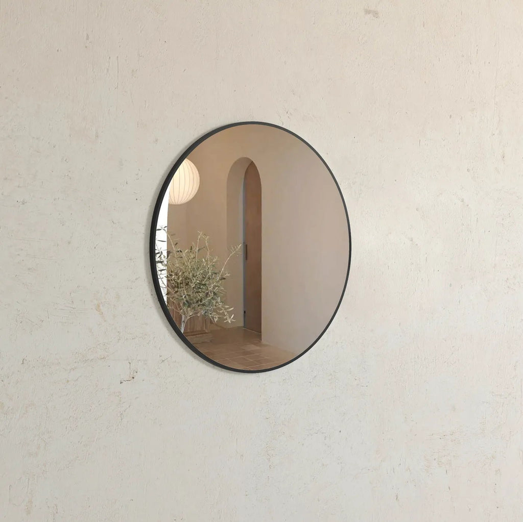 LONDON Metal Framed Mirror 700mm Black/Brushed Gold/White | OTTI - Hera BathwareMatte Black