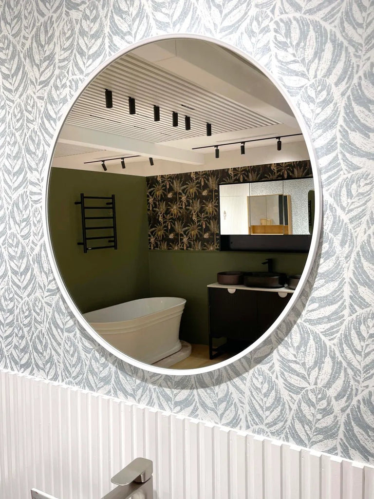 LONDON Metal Framed Mirror 700mm Black/Brushed Gold/White | OTTI - Hera BathwareMatte Black