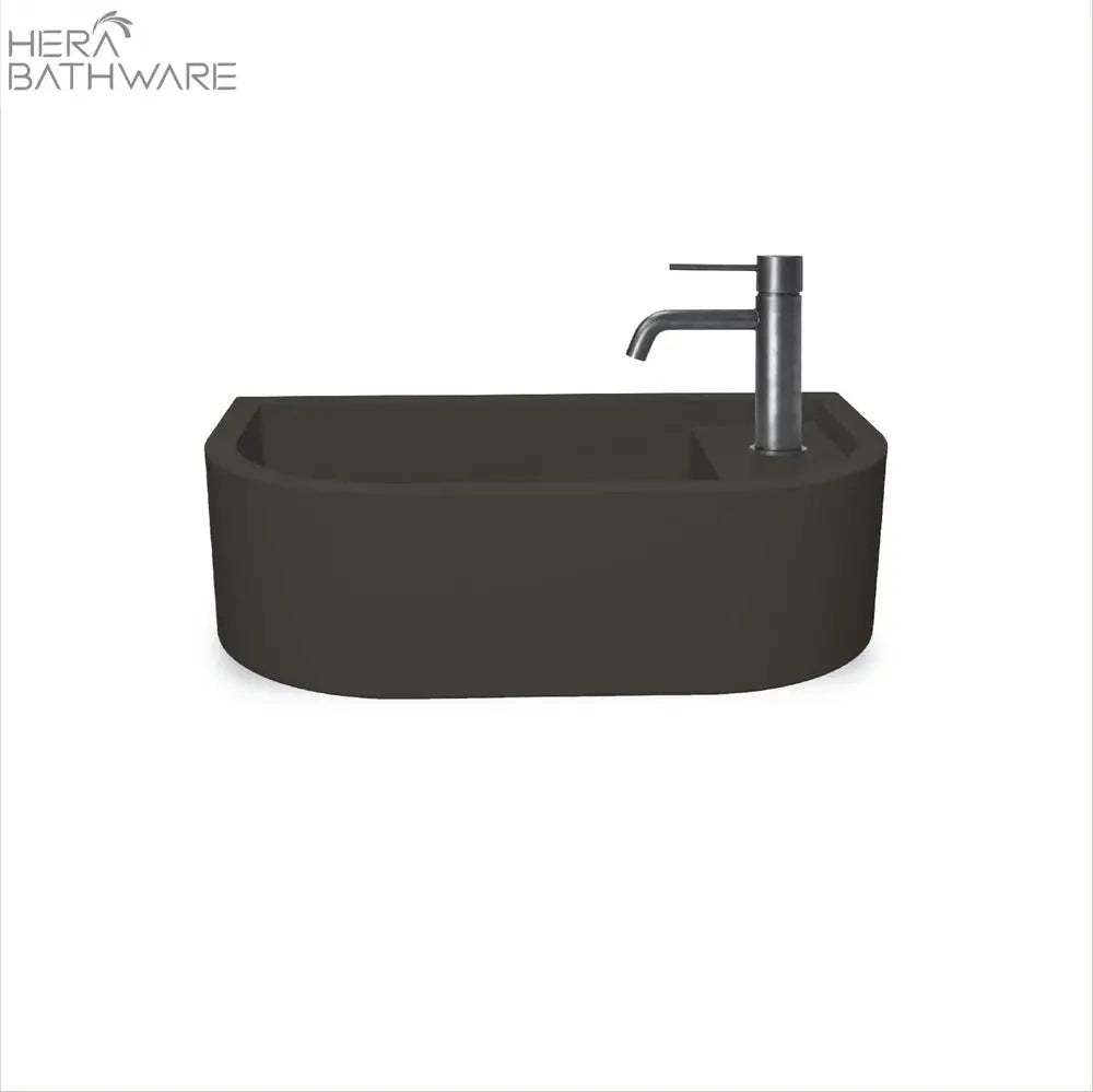 Loop 01 Basin - Overflow - Wall Hung Charcoal - Hera BathwareNo Tap HoleBlack