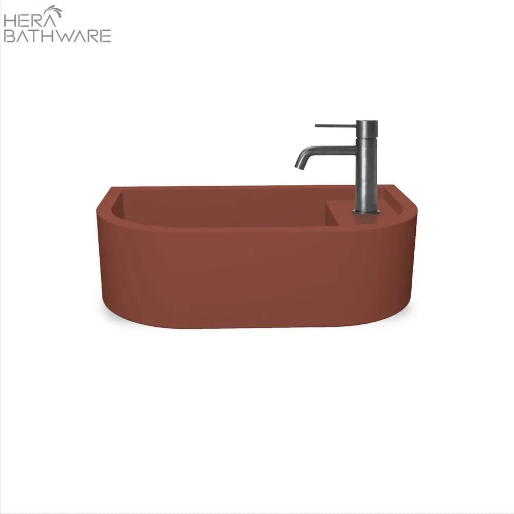 Loop 01 Basin - Overflow - Wall Hung Clay - Hera BathwareNo Tap HoleBlack