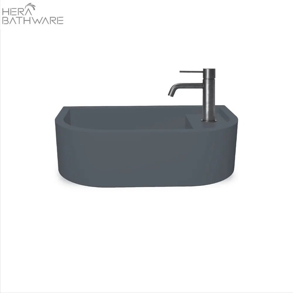 Loop 01 Basin - Overflow - Wall Hung Copan Blue - Hera BathwareNo Tap HoleBlack