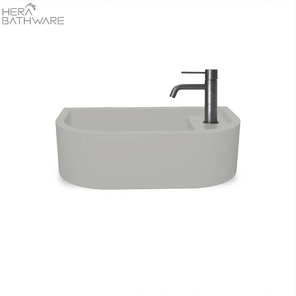Loop 01 Basin - Overflow - Wall Hung Ivory - Hera BathwareNo Tap HoleBlack