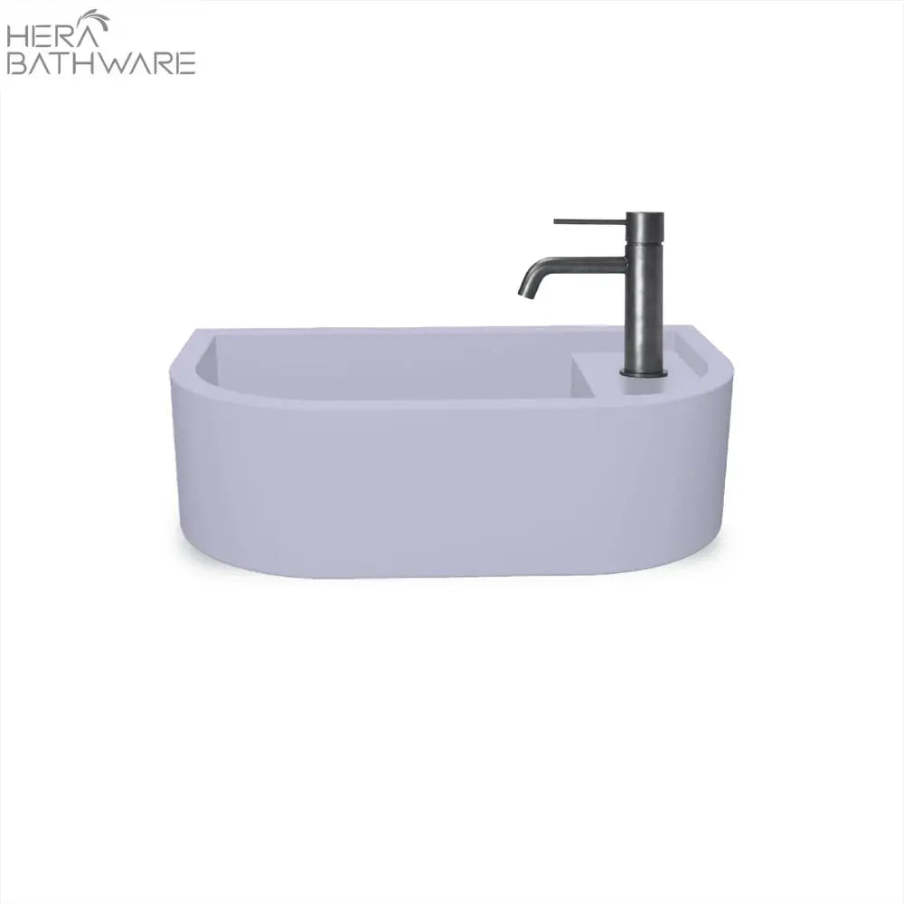 Loop 01 Basin - Overflow - Wall Hung Lilac - Hera BathwareNo Tap HoleBlack