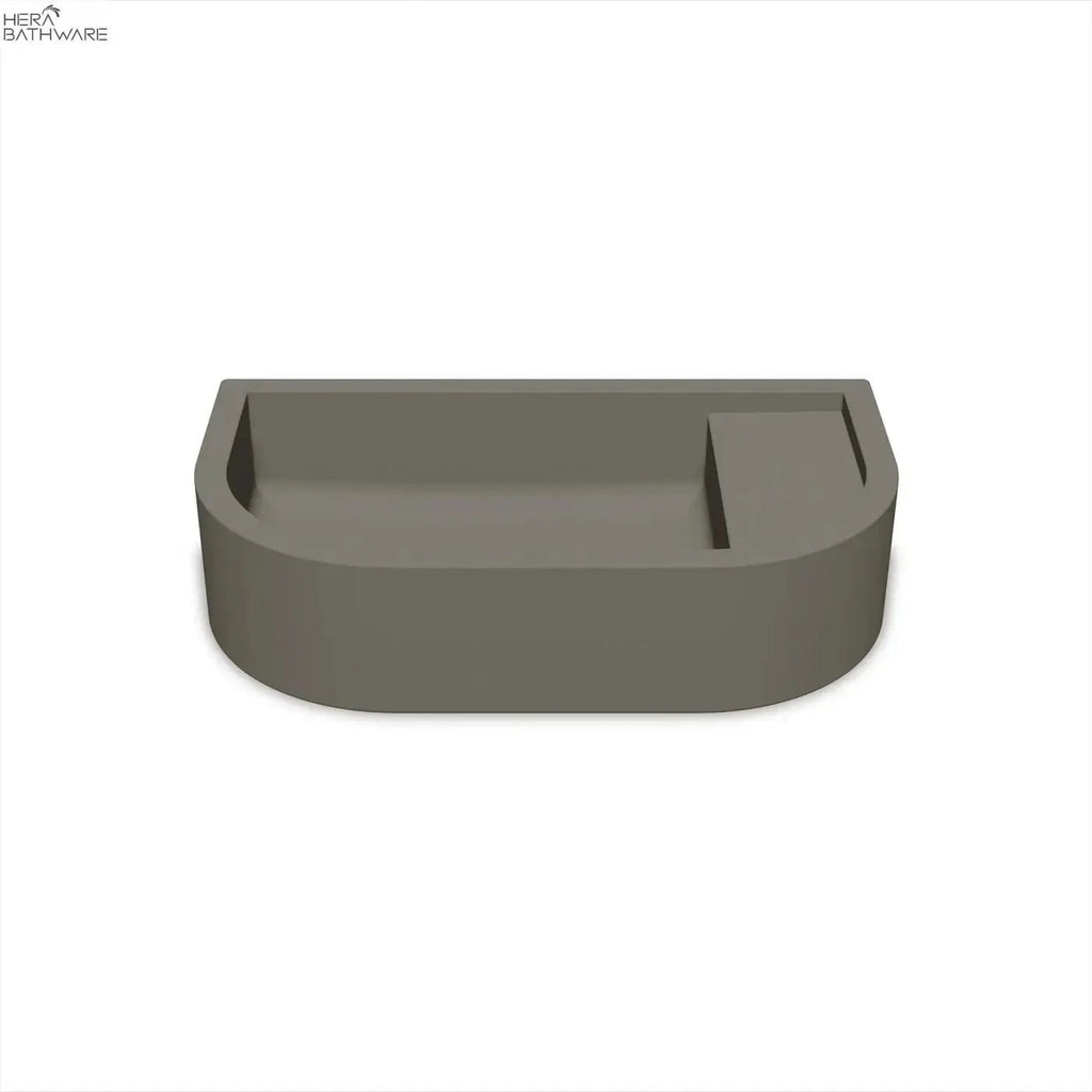 Loop 02 Basin - Overflow - Surface Mount Mid Tone Grey - Hera BathwareNo Tap HoleBlack