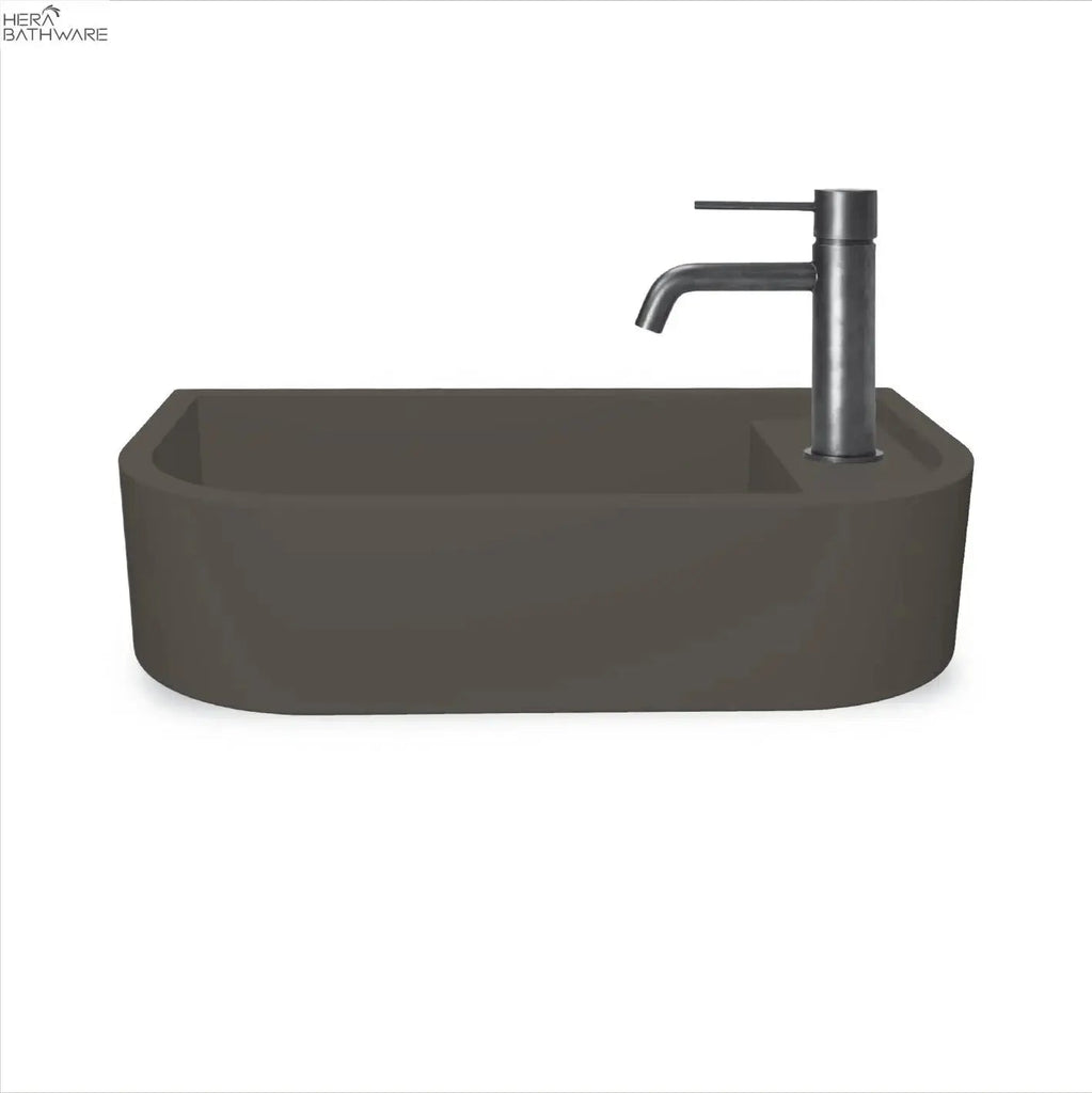 Loop 02 Basin - Overflow - Surface Mount Mid Tone Grey - Hera BathwareNo Tap HoleBlack