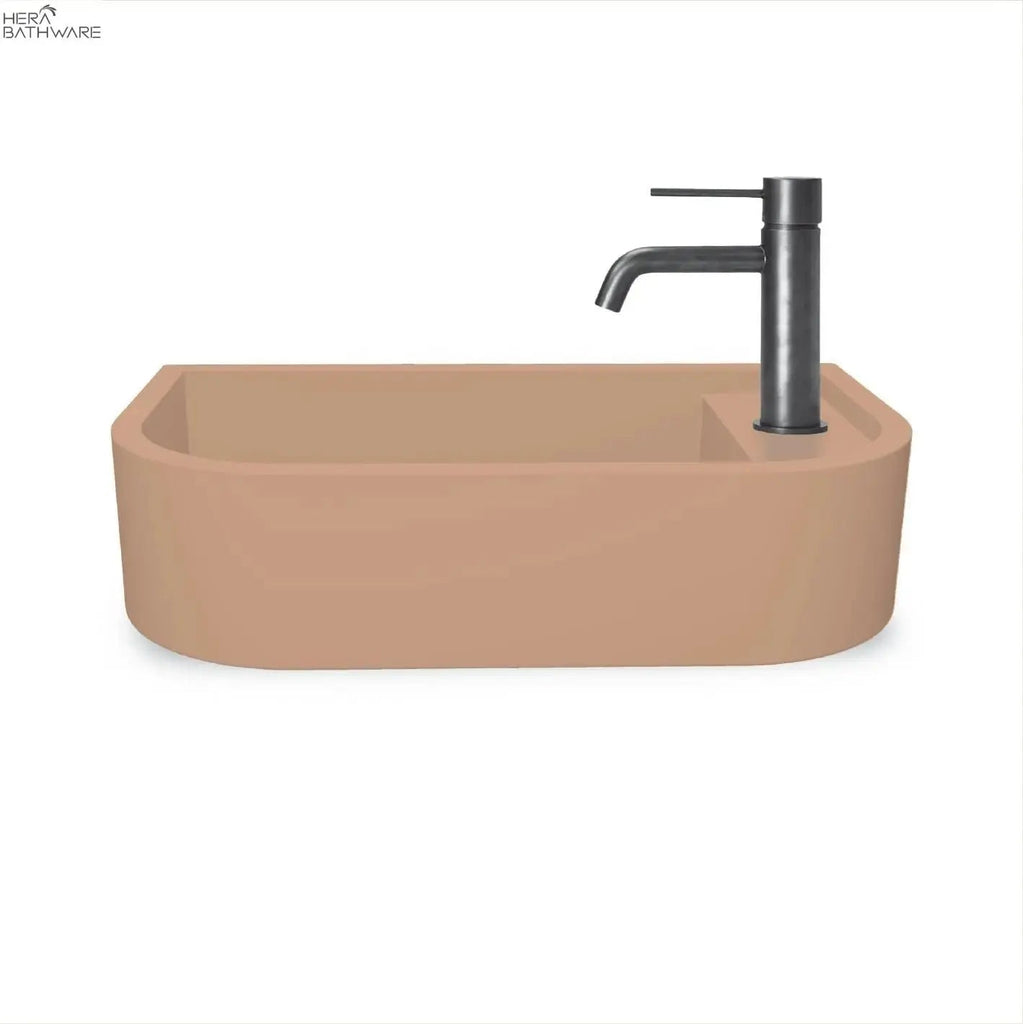 Loop 02 Basin - Overflow - Surface Mount Pastel Peach - Hera BathwareNo Tap HoleBlack