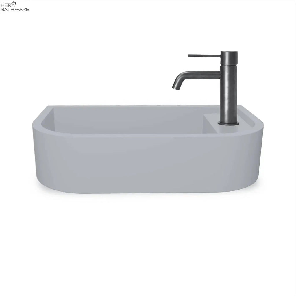 Loop 02 Basin - Overflow - Surface Mount Powder Blue - Hera BathwareNo Tap HoleBlack