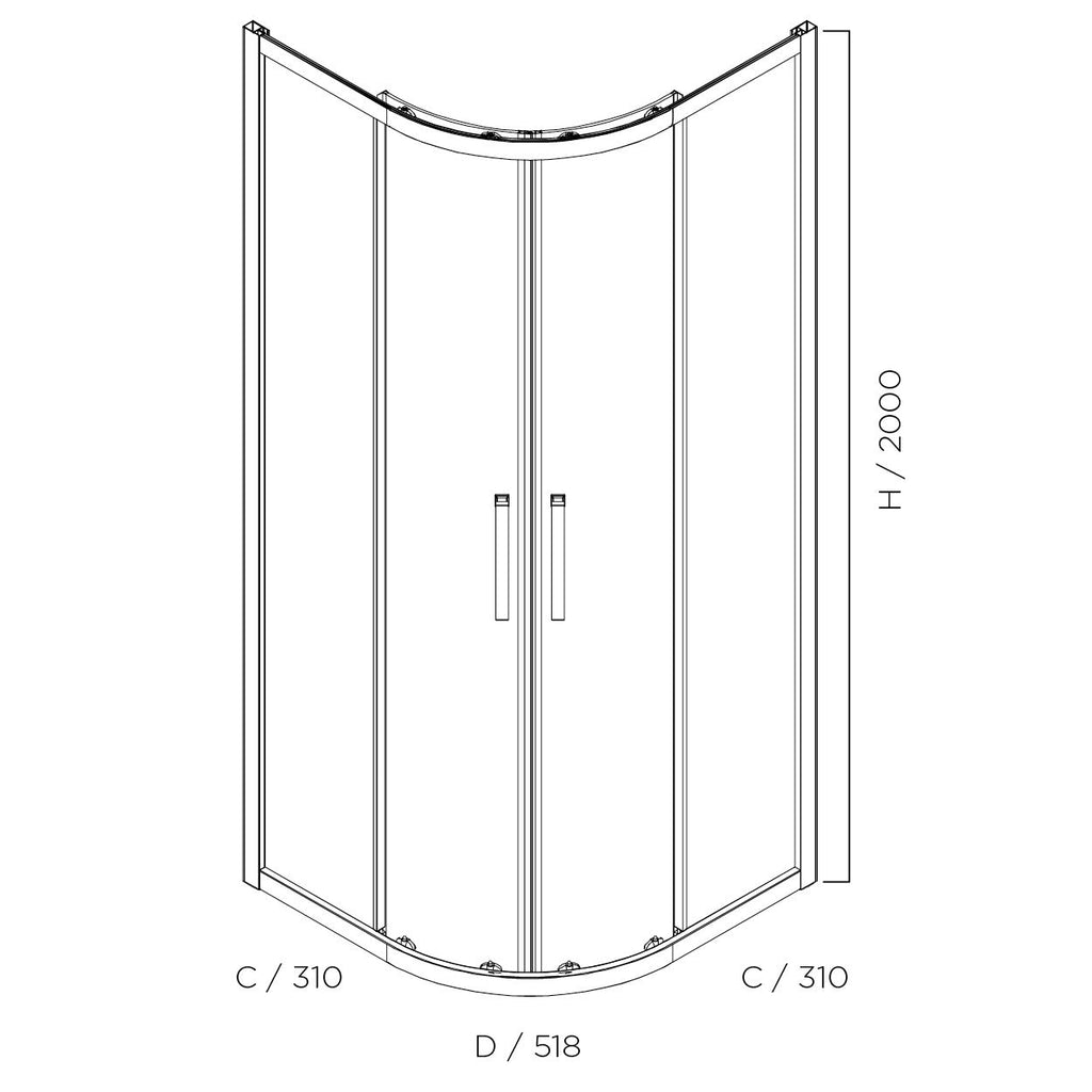 Louve Curved Slider Shower Screen | Oceano - Hera Bathware X Oceano LS900CDC | Chrome900x900mm
