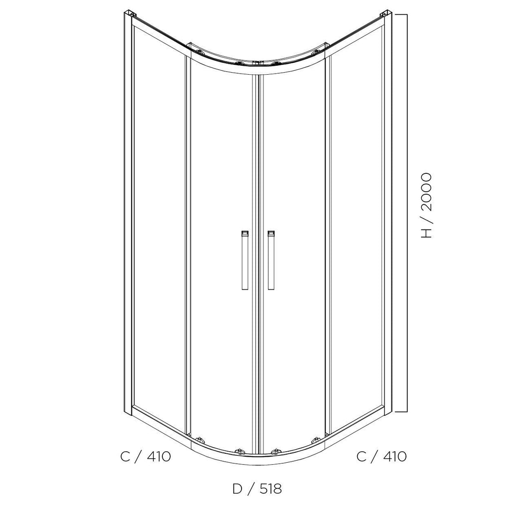 Louve Curved Slider Shower Screen | Oceano - Hera Bathware X Oceano LS900CDC | Chrome900x900mm