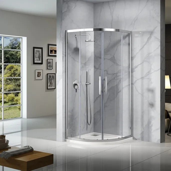 Louve Curved Slider Shower Screen | Oceano - Hera Bathware X Oceano LS900CDC | Chrome900x900mm