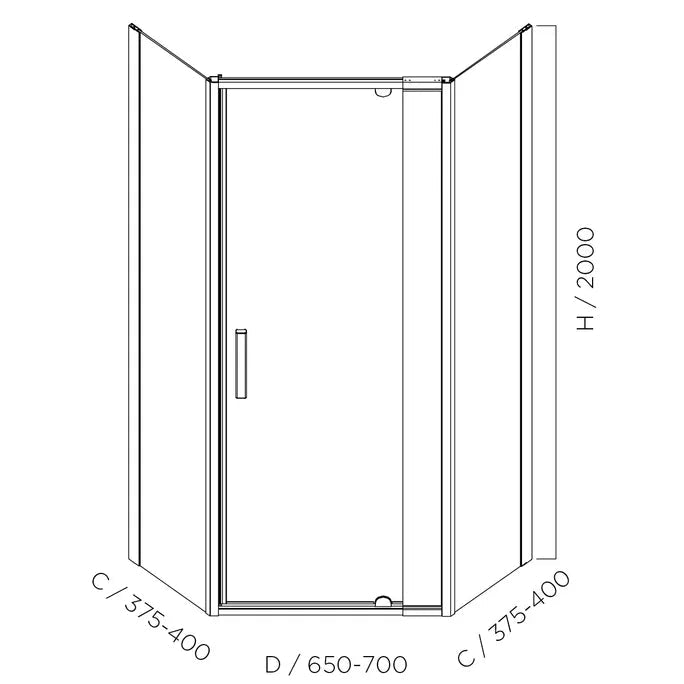 Louve Neo Angle Diamond Pivot Shower Screen | Oceano - Hera Bathware X Oceano LS90NEOFC+LS90NEORC | Chrome900x900mm
