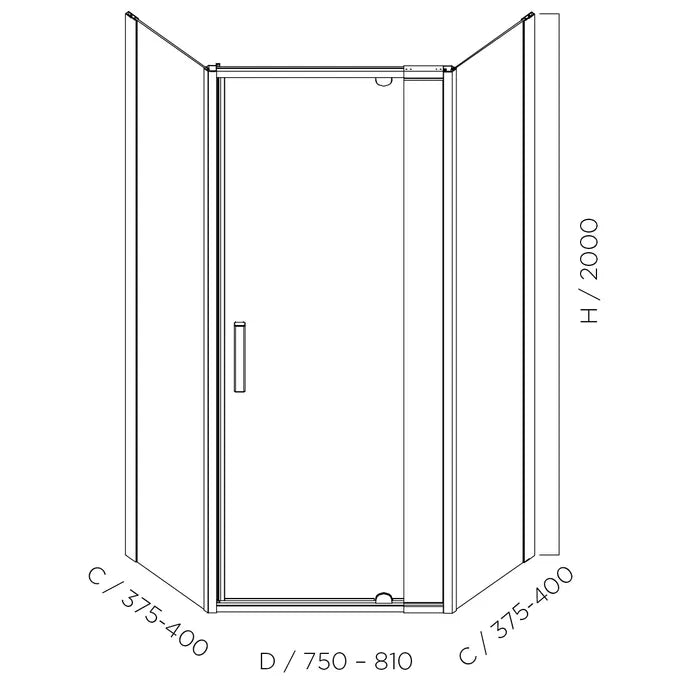 Louve Neo Angle Diamond Pivot Shower Screen | Oceano - Hera Bathware X Oceano LS90NEOFC+LS90NEORC | Chrome900x900mm