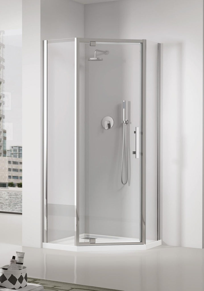 Louve Neo Angle Diamond Pivot Shower Screen | Oceano - Hera Bathware X Oceano LS90NEOFC+LS90NEORC | Chrome900x900mm