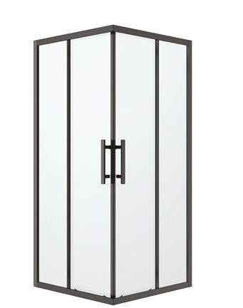 Louve Square Slider Corner Entry Shower screen | Oceano - Hera Bathware X Oceano LS90FSMB+LS90RSMB | Black900x900mm