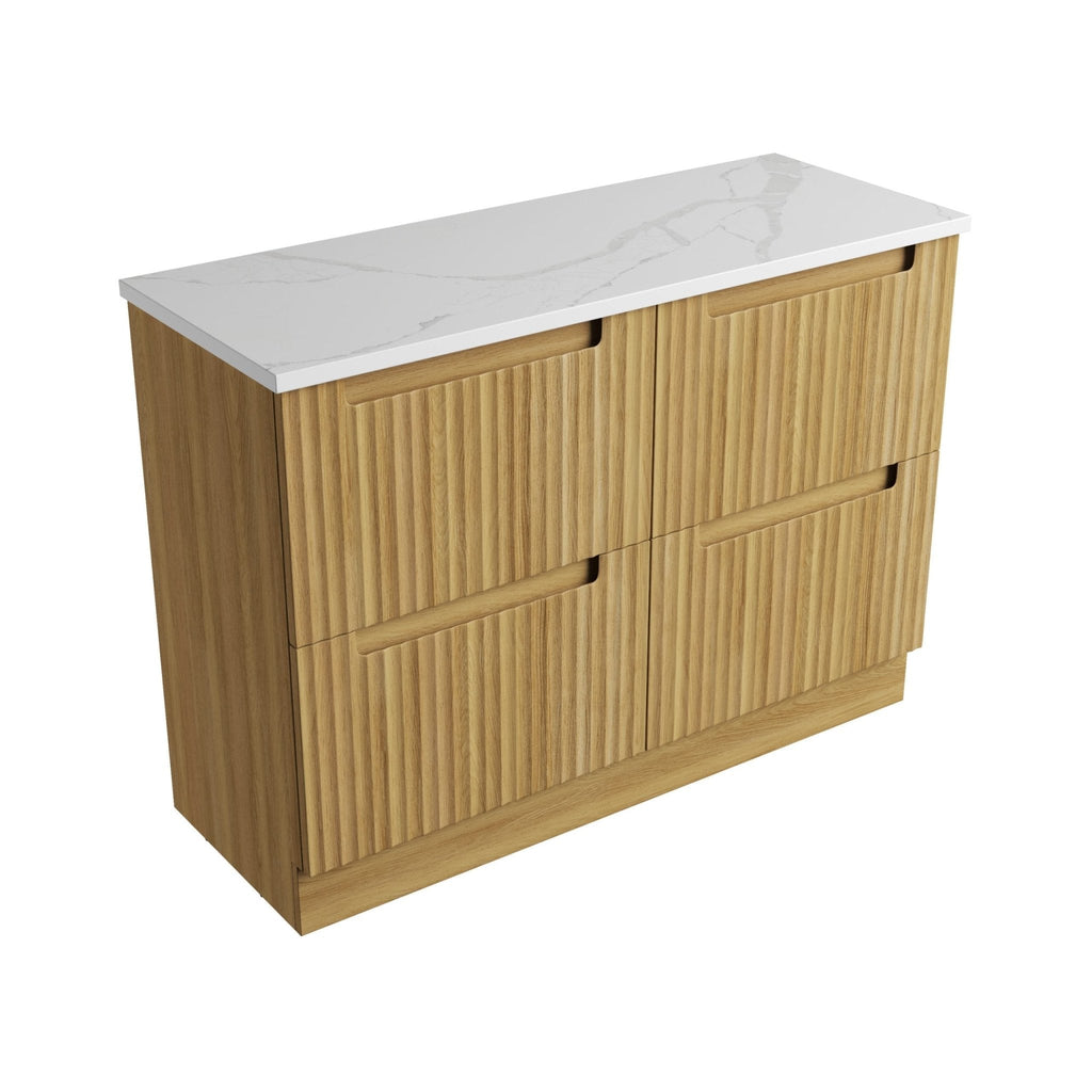 Lovina Floor Standing 600 - 1800mm - Hera Bathware X Aulic CA56 - 1200 - ST66FT | 1200mmCabinet + Palis White Flat Stone Top