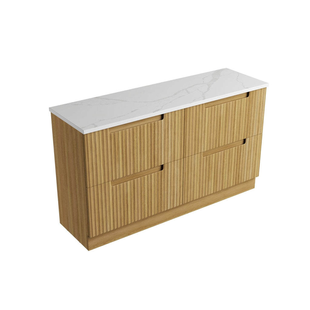 Lovina Floor Standing 600 - 1800mm - Hera Bathware X Aulic CA56 - 1500 - ST66FT | 1500mm - DoubleCabinet + Palis White Flat Stone Top