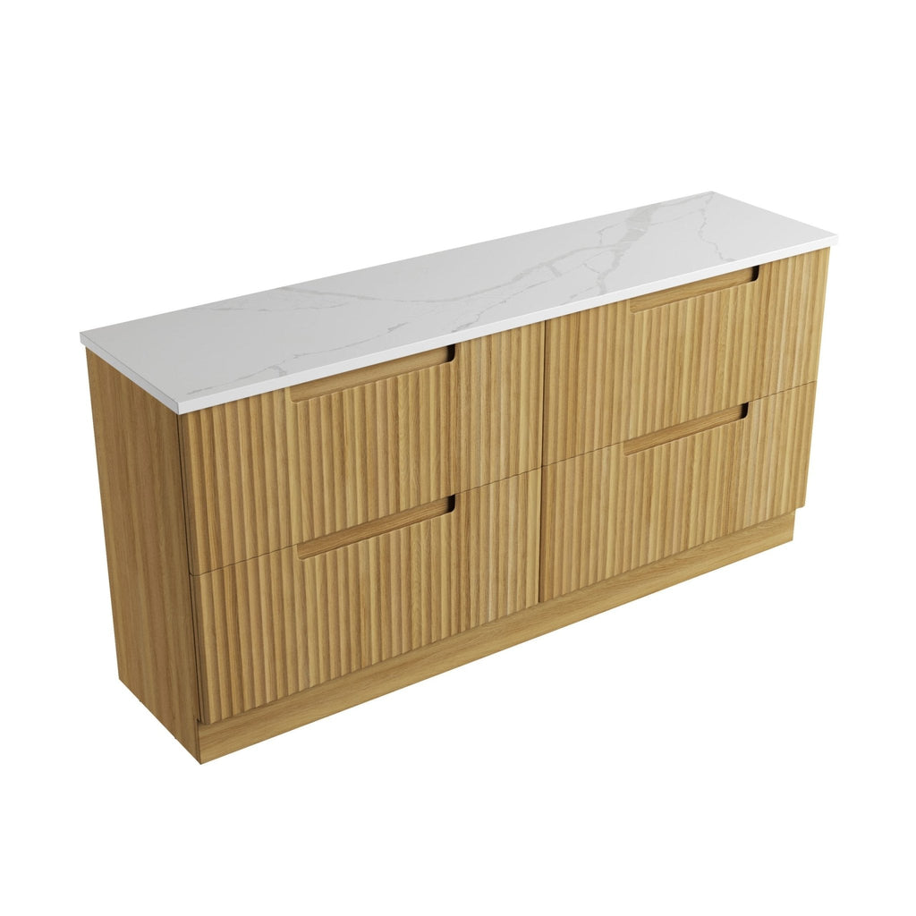 Lovina Floor Standing 600 - 1800mm - Hera Bathware X Aulic CA56 - 1800D - ST66FT | 1800mmCabinet + Palis White Flat Stone Top