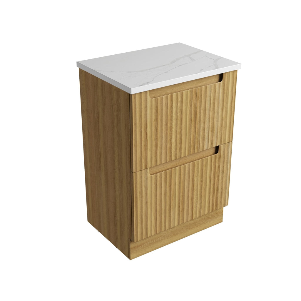 Lovina Floor Standing 600 - 1800mm - Hera Bathware X Aulic CA56 - 600 - ST66FT | 600mmCabinet + Palis White Flat Stone Top
