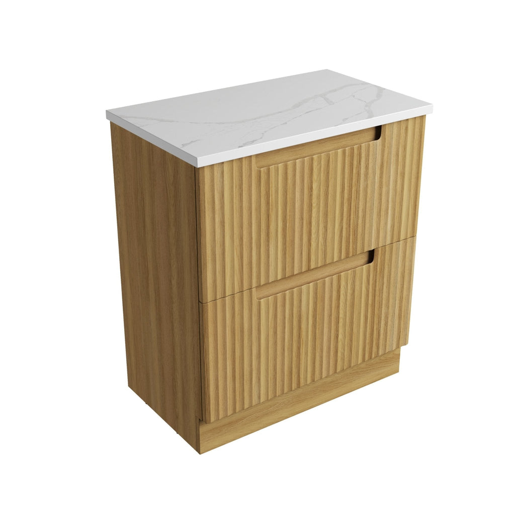 Lovina Floor Standing 600 - 1800mm - Hera Bathware X Aulic CA56 - 750 - ST66FT | 750mmCabinet + Palis White Flat Stone Top