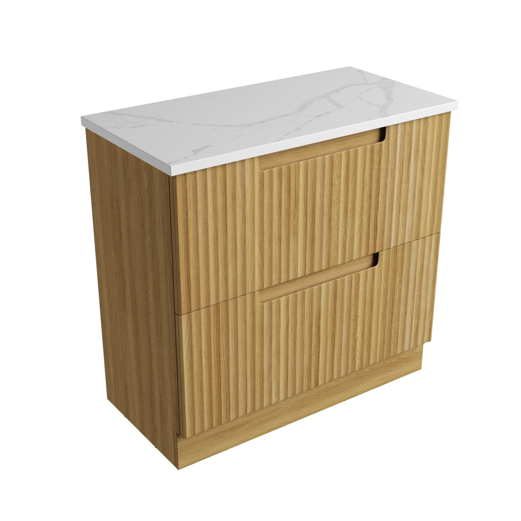 Lovina Floor Standing 600 - 1800mm - Hera Bathware X Aulic CA56 - 900 - ST66FT | 900mmCabinet + Palis White Flat Stone Top
