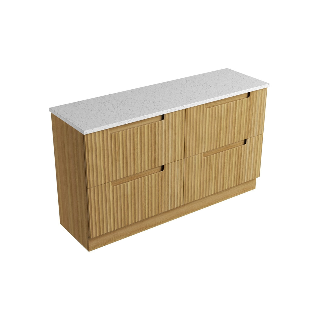 Lovina Floor Standing 600 - 1800mm - Hera Bathware X Aulic CA56 - 1500 - ST46FT | 1500mm - DoubleCabinet + Snow White Flat Stone Top