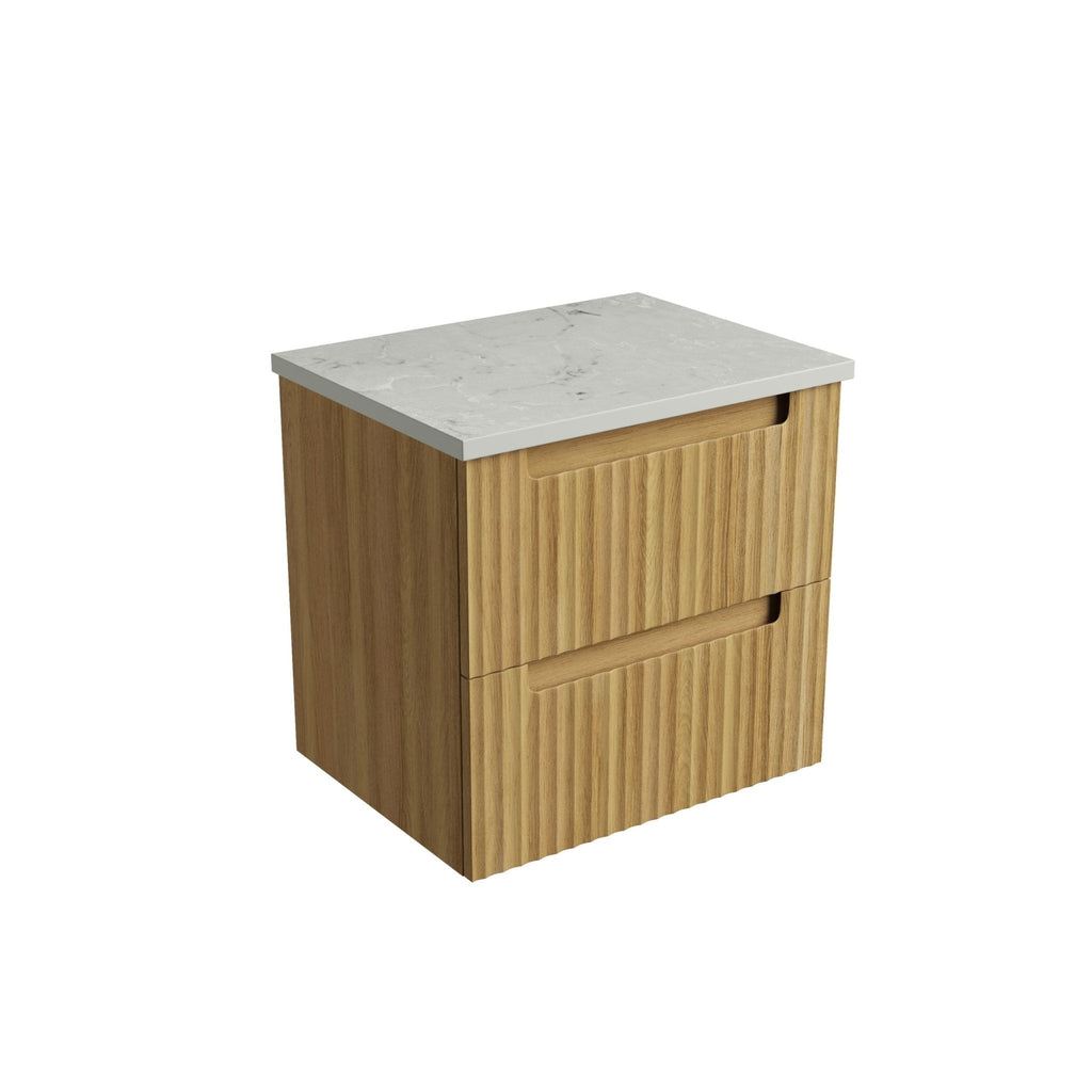Lovina Tier Wall Hung Vanity 600 - 1800mm | Aulic - Hera Bathware X Aulic CAWH55 - 600 - ST86FT | 600mmCabinet + Alpine Grey Flat Stone Top