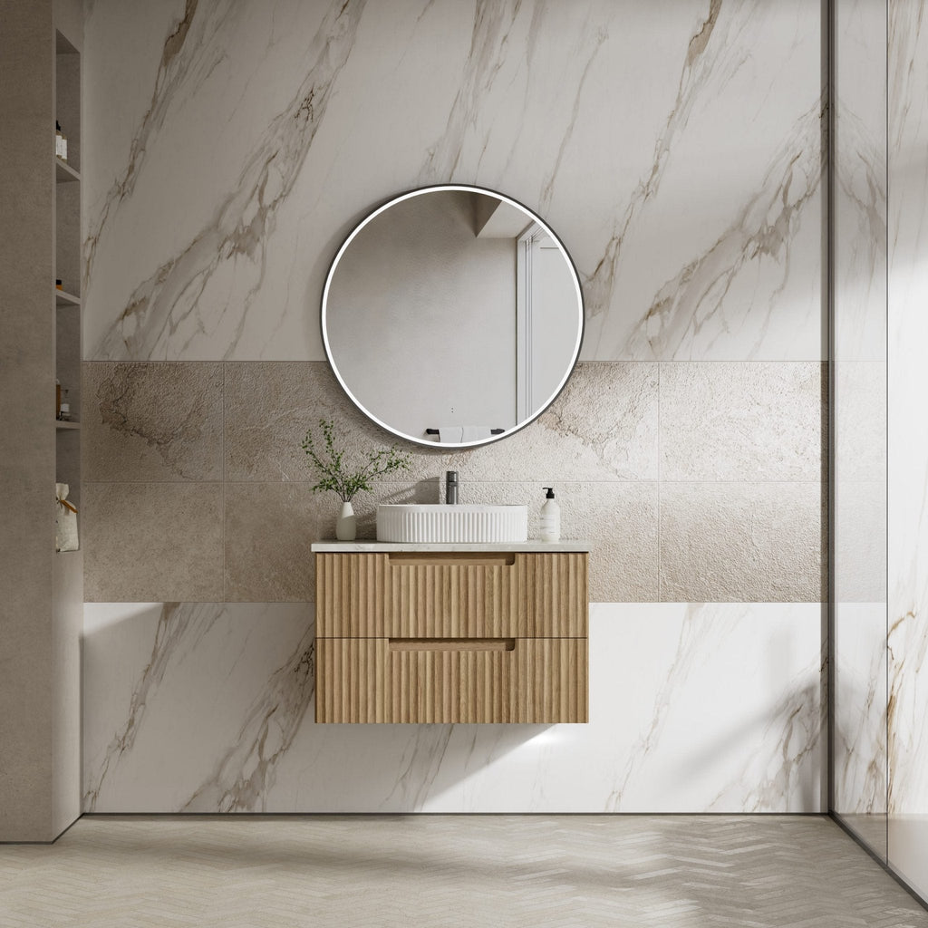 Lovina Tier Wall Hung Vanity 600 - 1800mm | Aulic - Hera Bathware X Aulic CAWH55 - 900 - ST86FT | 900mmCabinet + Alpine Grey Flat Stone Top