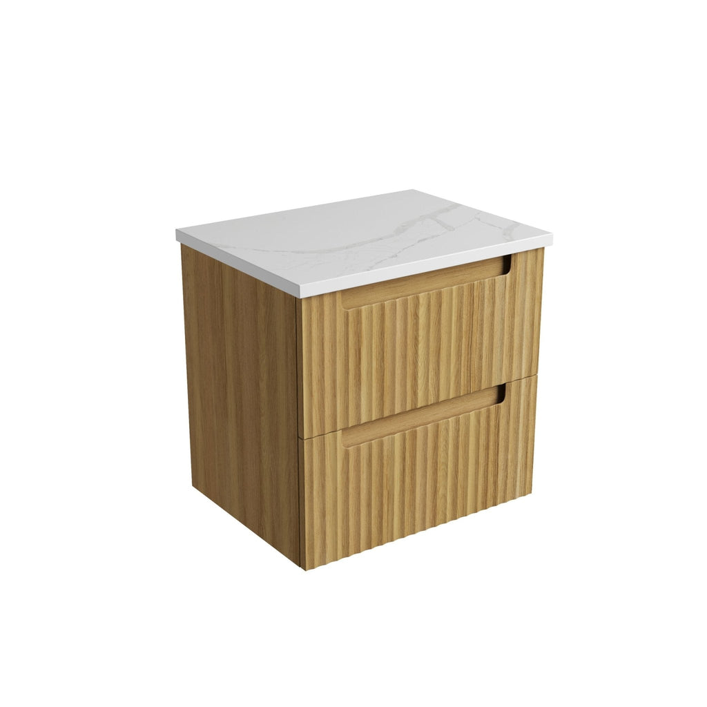Lovina Tier Wall Hung Vanity 600 - 1800mm | Aulic - Hera Bathware X Aulic CAWH55 - 600 - ST66FT | 600mmCabinet + Palis White Flat Stone Top