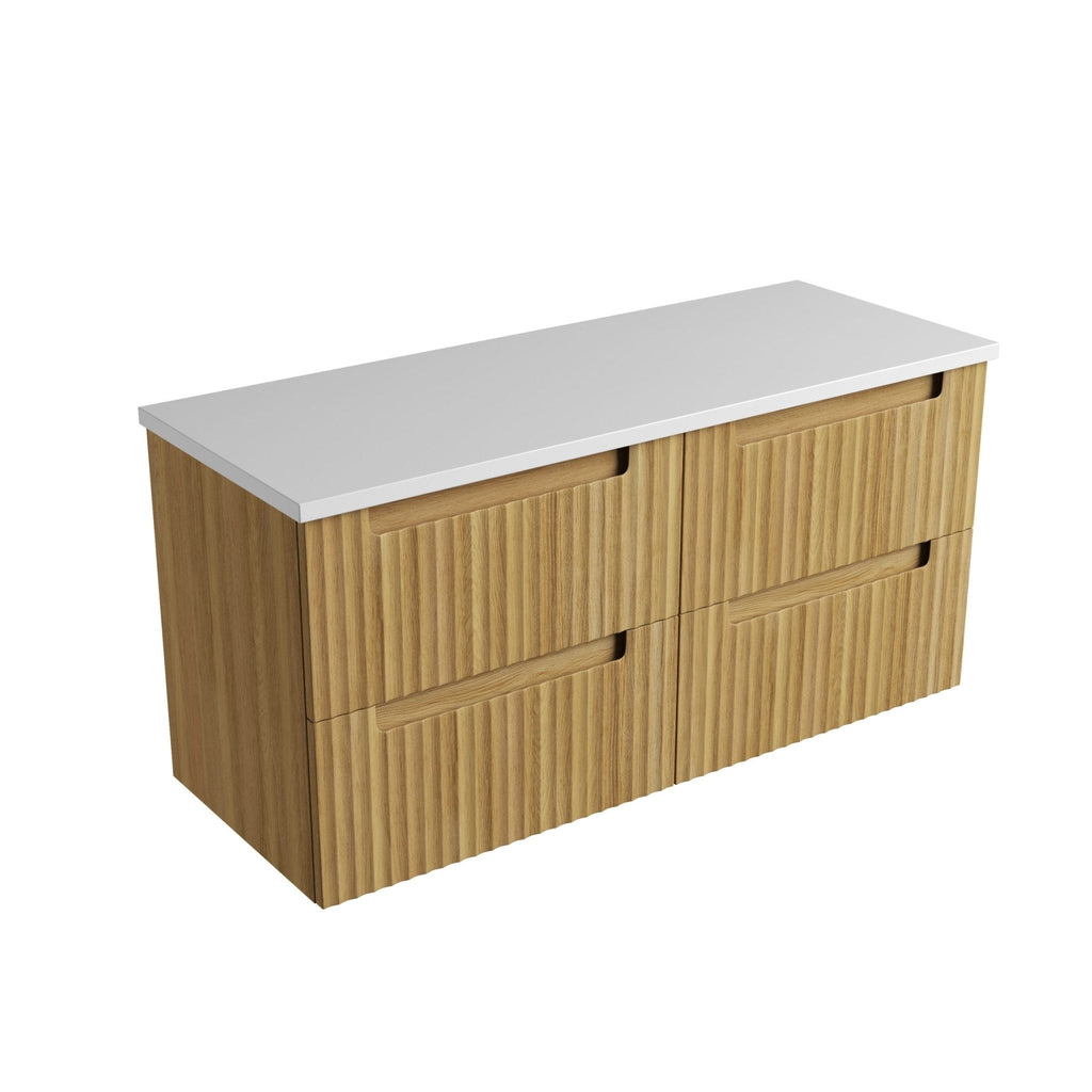 Lovina Tier Wall Hung Vanity 600 - 1800mm | Aulic - Hera Bathware X Aulic CAWH55 - 1200 - ST56FT | 1200mmCabinet + Pure White Flat Stone Top