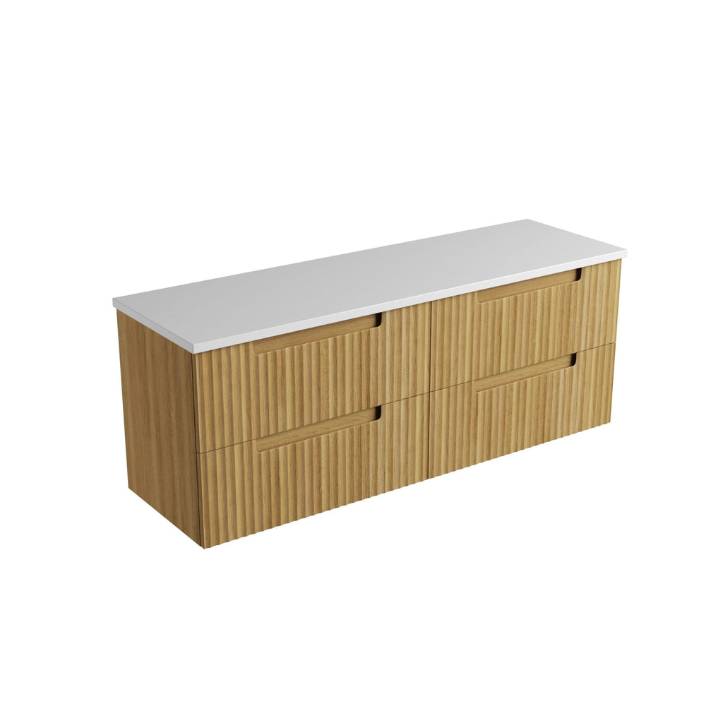 Lovina Tier Wall Hung Vanity 600 - 1800mm | Aulic - Hera Bathware X Aulic CAWH55 - 1500 - ST56FT | 1500mm - SingleCabinet + Pure White Flat Stone Top