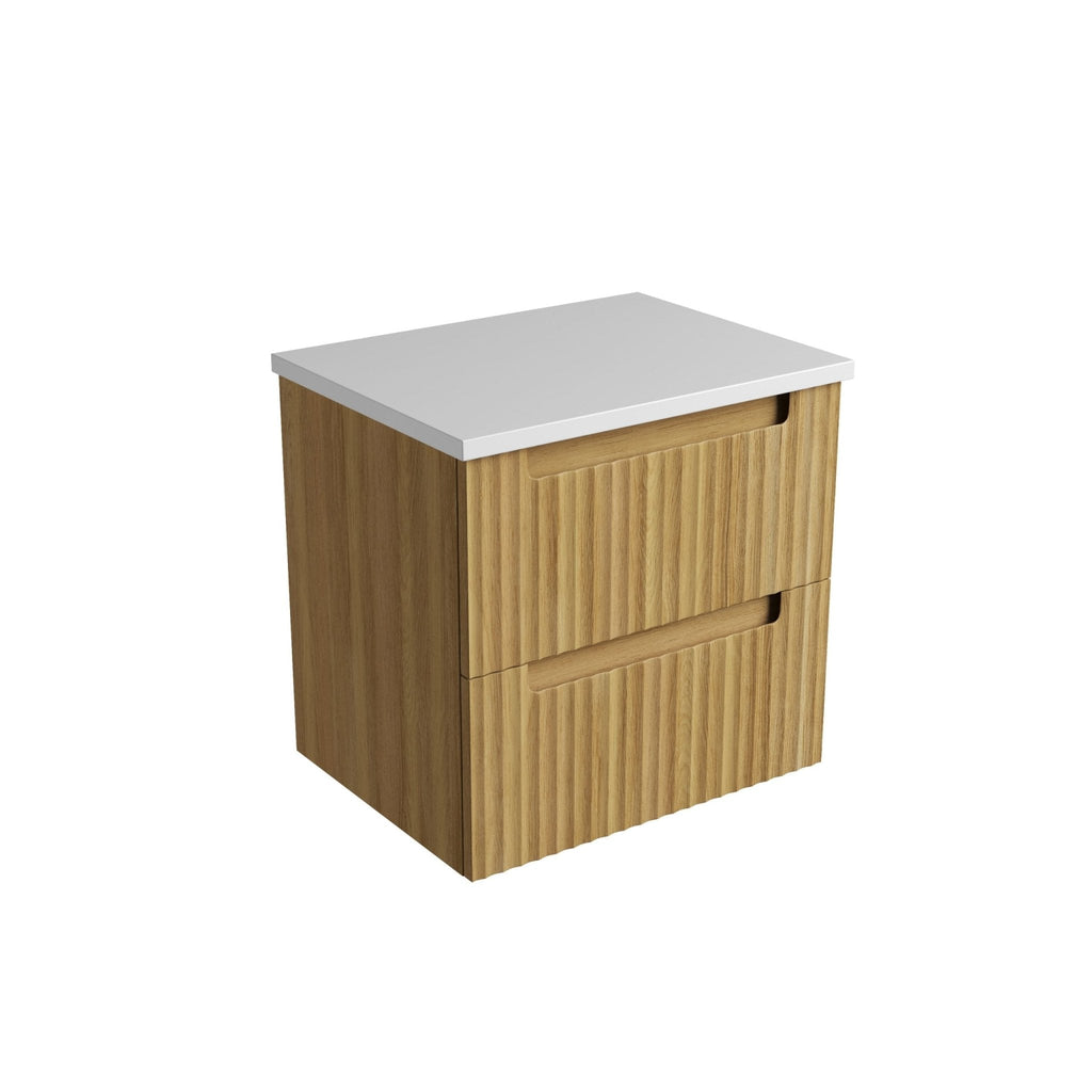 Lovina Tier Wall Hung Vanity 600 - 1800mm | Aulic - Hera Bathware X Aulic CAWH55 - 600 - ST56FT | 600mmCabinet + Pure White Flat Stone Top