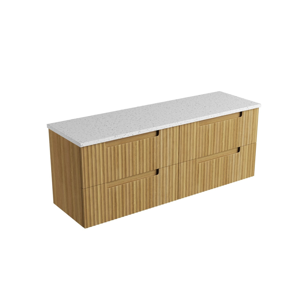 Lovina Tier Wall Hung Vanity 600 - 1800mm | Aulic - Hera Bathware X Aulic CAWH55 - 1500 - ST46FT | 1500mm - SingleCabinet + Snow White Flat Stone Top